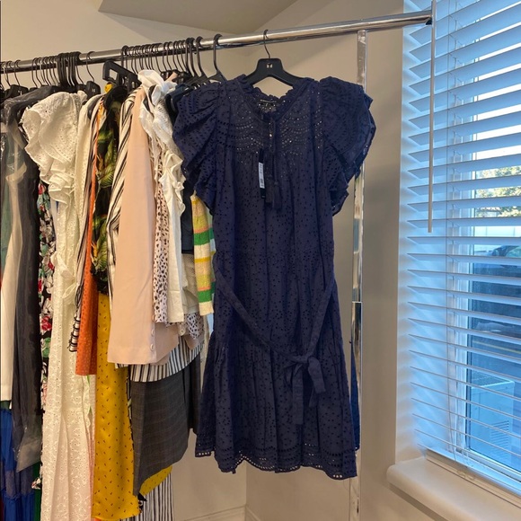 BCBGMaxAzria Eyelet Ruffle Dress -Pacific Blue New - Picture 7 of 12